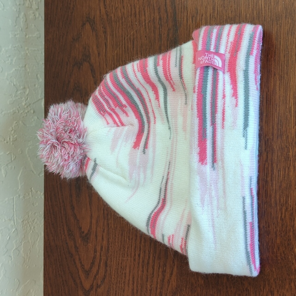 The North Face Girls Pink Multi Pom Pom Cabin Ski Tuke/Beanie Size Youth Medium - Picture 7 of 9